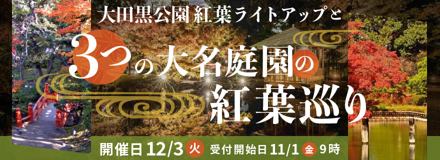 大田黒公園紅葉ライトアップと3つの大名庭園の紅葉巡り